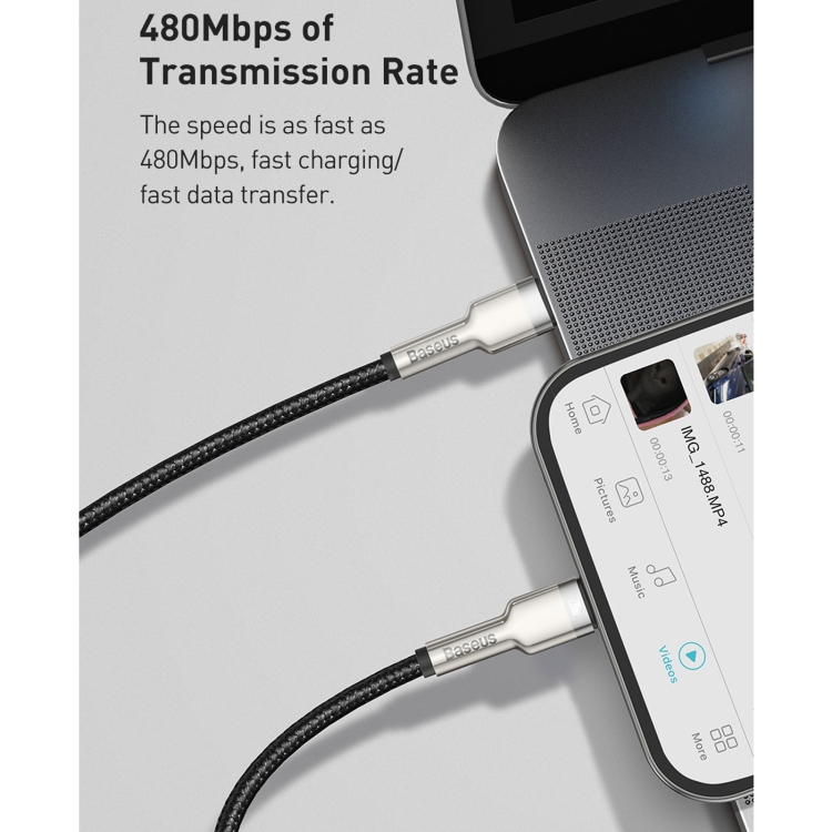 Baseus CATLJK-A02 Cafule Series 20W Type-C / USB-C to 8 Pin PD Metal Charging Data Cable, Length:1m(White) Baseus CATLJK-A02 Cafule Series 20W Type-C / USB-C to 8 Pin PD Metal Charging Data Cable, Length:1m(White)