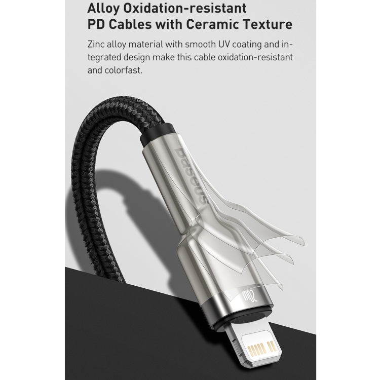 Baseus CATLJK-A02 Cafule Series 20W Type-C / USB-C to 8 Pin PD Metal Charging Data Cable, Length:1m(White) Baseus CATLJK-A02 Cafule Series 20W Type-C / USB-C to 8 Pin PD Metal Charging Data Cable, Length:1m(White)