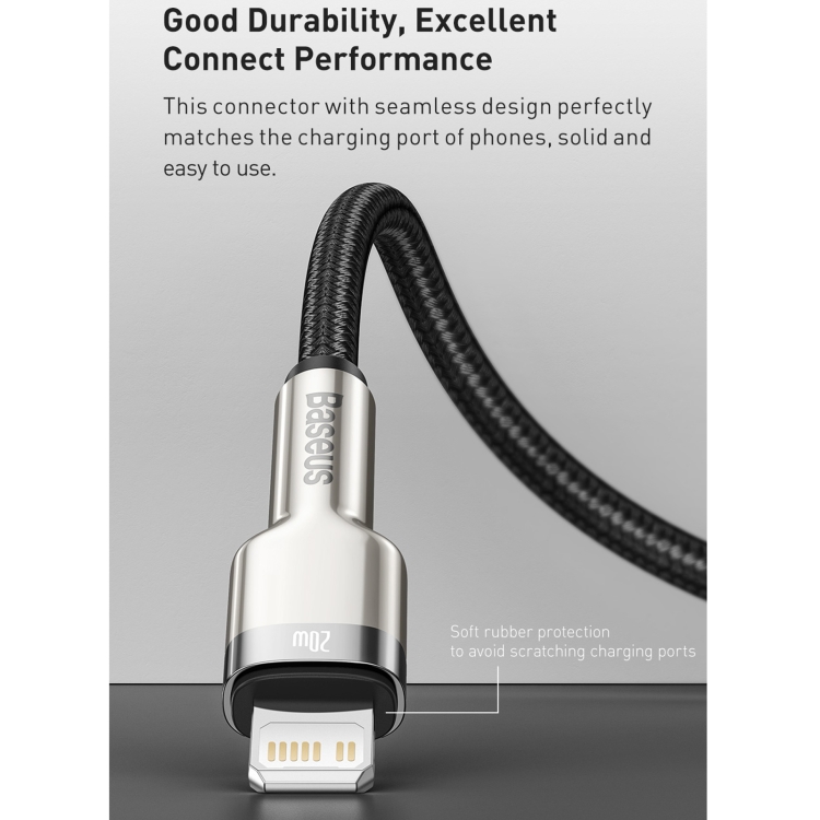 Baseus CATLJK-A02 Cafule Series 20W Type-C / USB-C to 8 Pin PD Metal Charging Data Cable, Length:1m(White) Baseus CATLJK-A02 Cafule Series 20W Type-C / USB-C to 8 Pin PD Metal Charging Data Cable, Length:1m(White)