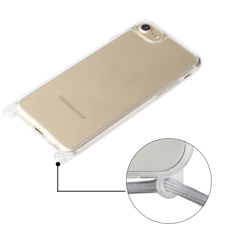 Shockproof Ultra-thin TPU + Acrylic Protective Case with Lanyard For iPhone 7 Plus / 8 Plus(Grey) Shockproof Ultra-thin TPU + Acrylic Protective Case with Lanyard For iPhone 7 Plus / 8 Plus(Grey)