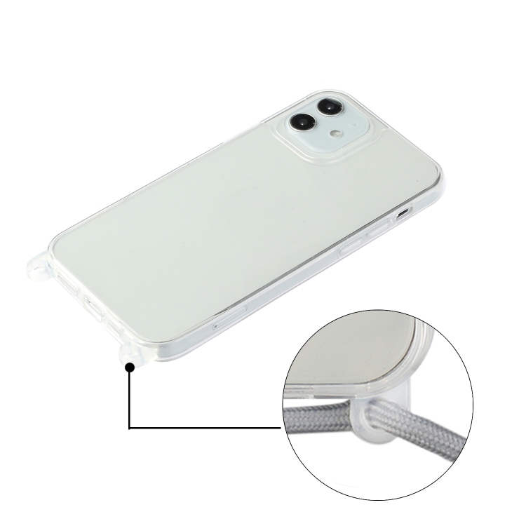 For iPhone 12 Pro Max Shockproof Ultra-thin TPU + Acrylic Protective Case with Lanyard(Grey) For iPhone 12 Pro Max Shockproof Ultra-thin TPU + Acrylic Protective Case with Lanyard(Grey)