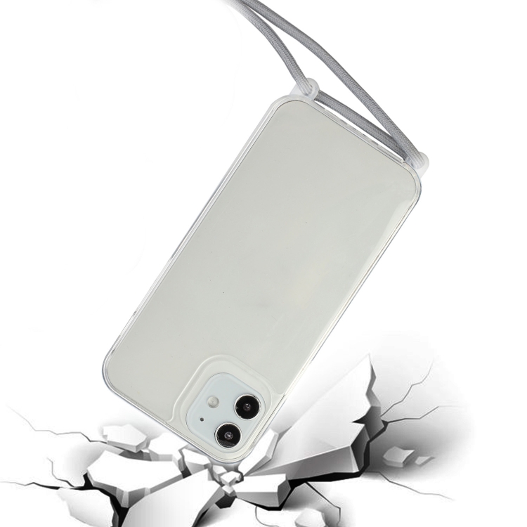 For iPhone 12 Pro Max Shockproof Ultra-thin TPU + Acrylic Protective Case with Lanyard(Grey) For iPhone 12 Pro Max Shockproof Ultra-thin TPU + Acrylic Protective Case with Lanyard(Grey)