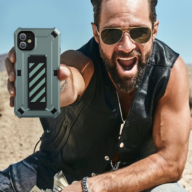 For iPhone 11 Bright Shield 3 in 1 Shockproof TPU + PC + Back Silicone Webbing Protective Case (Dark Green) For iPhone 11 Bright Shield 3 in 1 Shockproof TPU + PC + Back Silicone Webbing Protective Case (Dark Green)