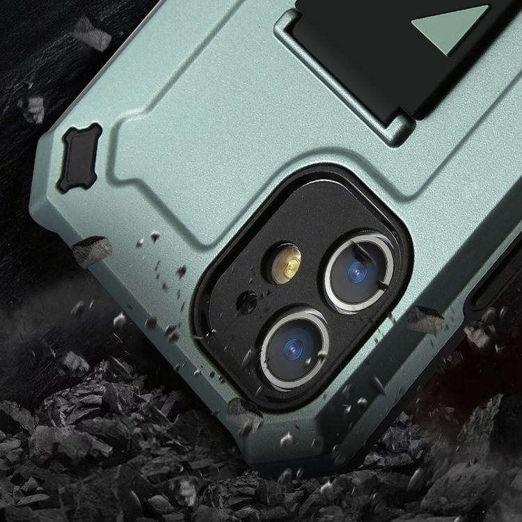 For iPhone 11 Bright Shield 3 in 1 Shockproof TPU + PC + Back Silicone Webbing Protective Case (Dark Green) For iPhone 11 Bright Shield 3 in 1 Shockproof TPU + PC + Back Silicone Webbing Protective Case (Dark Green)