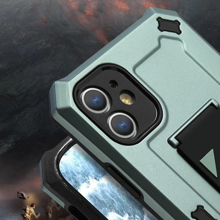 For iPhone 11 Bright Shield 3 in 1 Shockproof TPU + PC + Back Silicone Webbing Protective Case (Dark Green) For iPhone 11 Bright Shield 3 in 1 Shockproof TPU + PC + Back Silicone Webbing Protective Case (Dark Green)