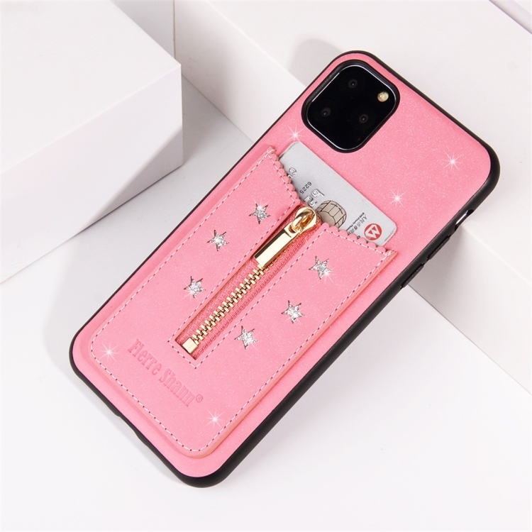 For iPhone 11 Pro Starry Sky Star Zipper Protective Case with Card Slot(Pink) For iPhone 11 Pro Starry Sky Star Zipper Protective Case with Card Slot(Pink)