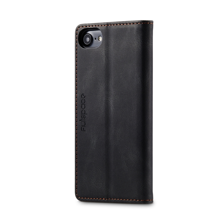 For iPhone SE 2022 / SE 2020 / 8 / 7 AutSpace A01 Retro Skin-feel Crazy Horse Texture Horizontal Flip Leather Case with Holder & Card Slots & Wallet & RFID(Black) For iPhone SE 2022 / SE 2020 / 8 / 7 AutSpace A01 Retro Skin-feel Crazy Horse Texture Horizontal Flip Leather Case with Holder & Card Slots & Wallet & RFID(Black)