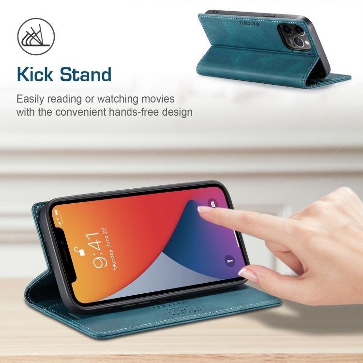 For iPhone 12 / 12 Pro AutSpace A01 Retro Skin-feel Crazy Horse Texture Horizontal Flip Leather Case with Holder & Card Slots & Wallet & RFID(Blue) For iPhone 12 / 12 Pro AutSpace A01 Retro Skin-feel Crazy Horse Texture Horizontal Flip Leather Case with Holder & Card Slots & Wallet & RFID(Blue)