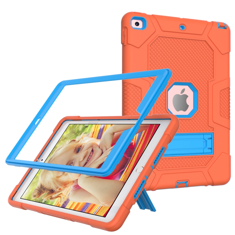 For iPad 10.2 2021 / 2020 / 2019 Contrast Color Robot Shockproof Silicone + PC Protective Case with Holder(Orange Blue) For iPad 10.2 2021 / 2020 / 2019 Contrast Color Robot Shockproof Silicone + PC Protective Case with Holder(Orange Blue)