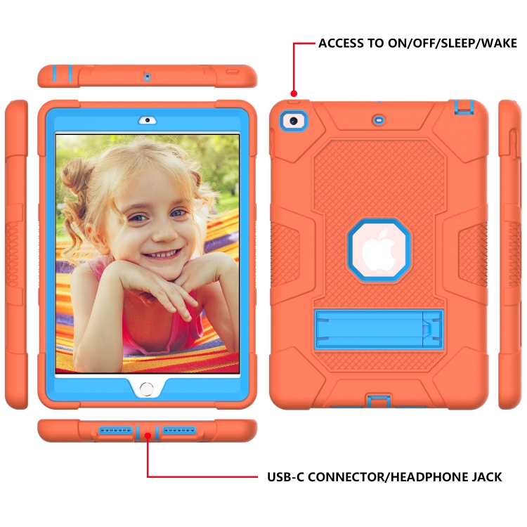 For iPad 10.2 2021 / 2020 / 2019 Contrast Color Robot Shockproof Silicone + PC Protective Case with Holder(Orange Blue) For iPad 10.2 2021 / 2020 / 2019 Contrast Color Robot Shockproof Silicone + PC Protective Case with Holder(Orange Blue)