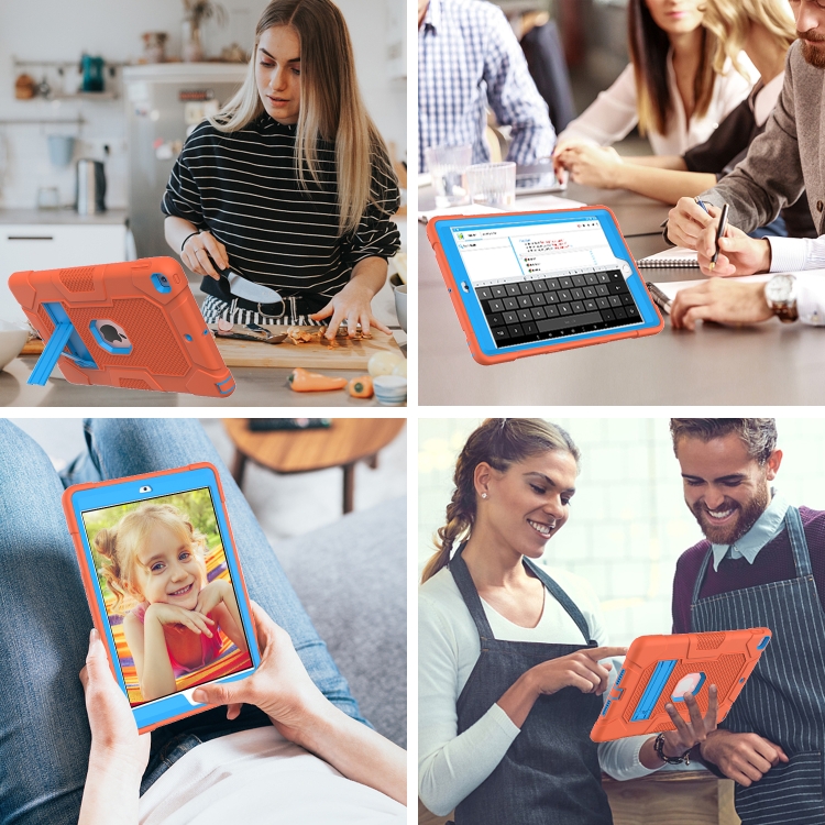 For iPad 10.2 2021 / 2020 / 2019 Contrast Color Robot Shockproof Silicone + PC Protective Case with Holder(Orange Blue) For iPad 10.2 2021 / 2020 / 2019 Contrast Color Robot Shockproof Silicone + PC Protective Case with Holder(Orange Blue)