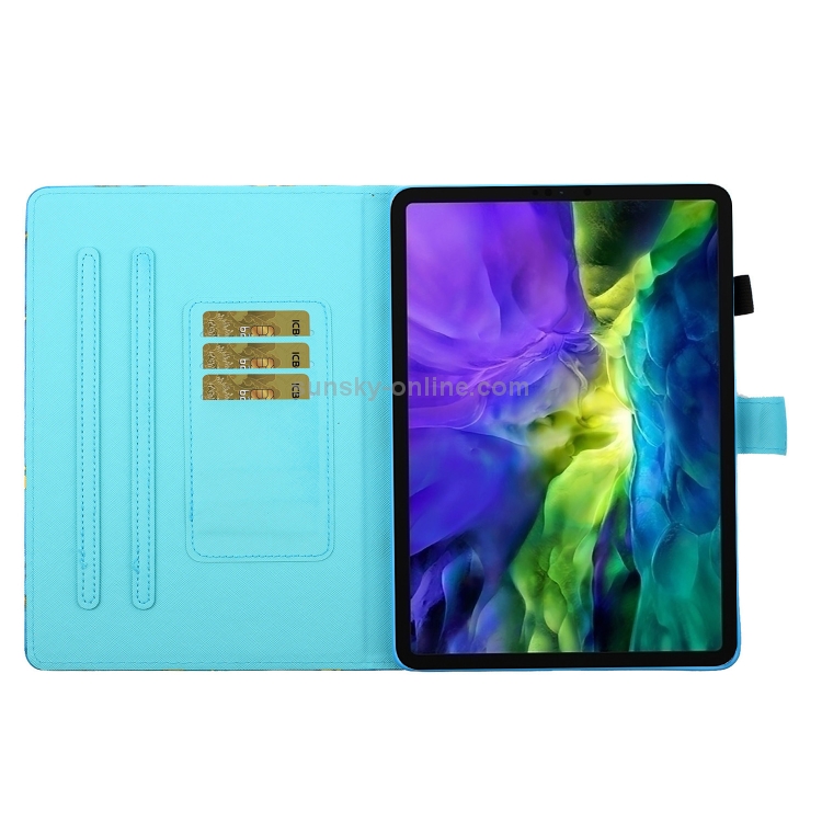 For iPad Pro 11 (2020) / (2018) Coloured Drawing Stitching Horizontal Flip Leather Tablet Case with Holder & Card Slot & Sleep / Wake-up Function(Tower and Butterflies)