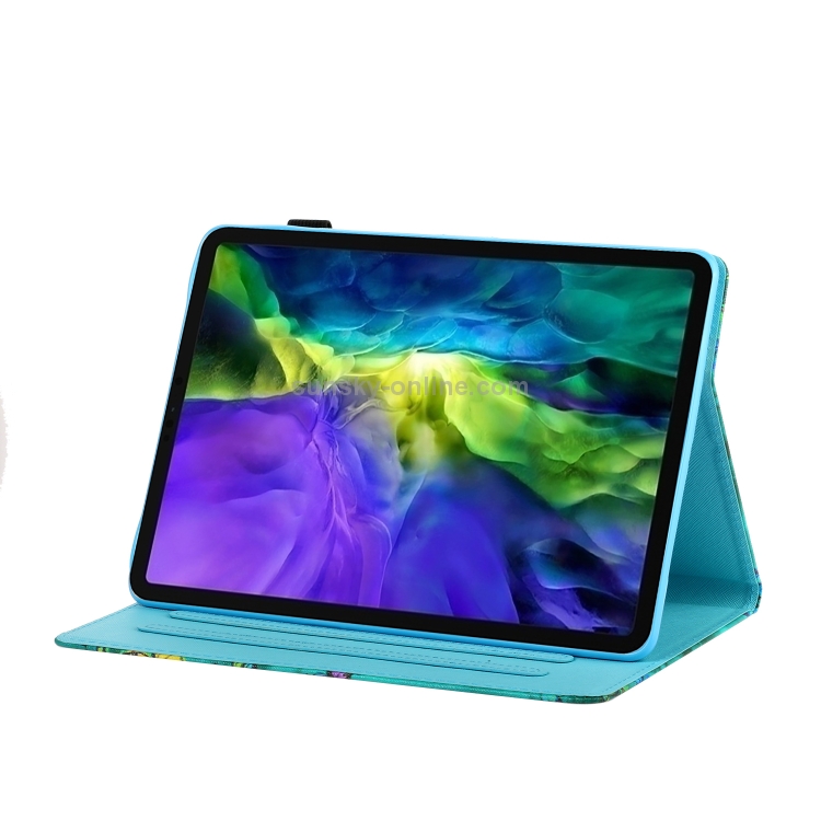 For iPad Pro 11 (2020) / (2018) Coloured Drawing Stitching Horizontal Flip Leather Tablet Case with Holder & Card Slot & Sleep / Wake-up Function(Tower and Butterflies)