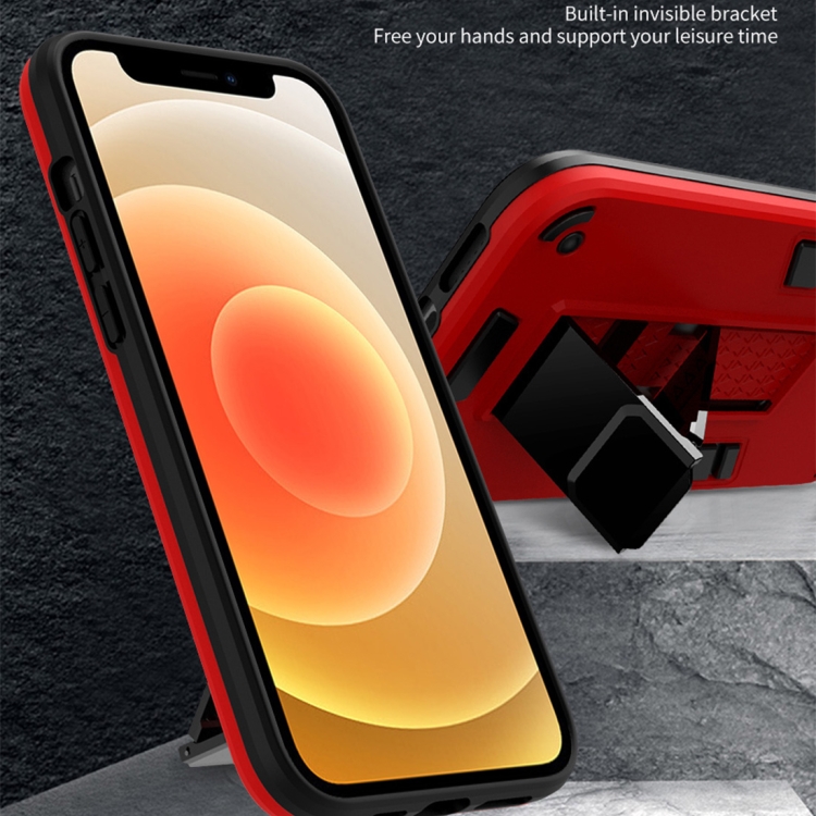 For iPhone 12 mini 2 in 1 PC + TPU Shockproof Protective Case with Invisible Holder (Red) For iPhone 12 mini 2 in 1 PC + TPU Shockproof Protective Case with Invisible Holder (Red)
