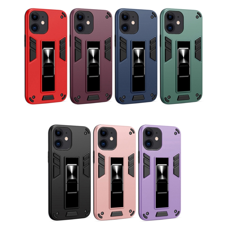 For iPhone 12 mini 2 in 1 PC + TPU Shockproof Protective Case with Invisible Holder (Red) For iPhone 12 mini 2 in 1 PC + TPU Shockproof Protective Case with Invisible Holder (Red)