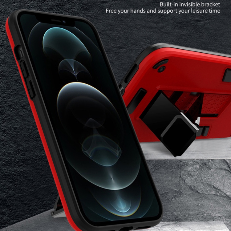 For iPhone 12 / 12 Pro 2 in 1 PC + TPU Shockproof Protective Case with Invisible Holder(Black) For iPhone 12 / 12 Pro 2 in 1 PC + TPU Shockproof Protective Case with Invisible Holder(Black)