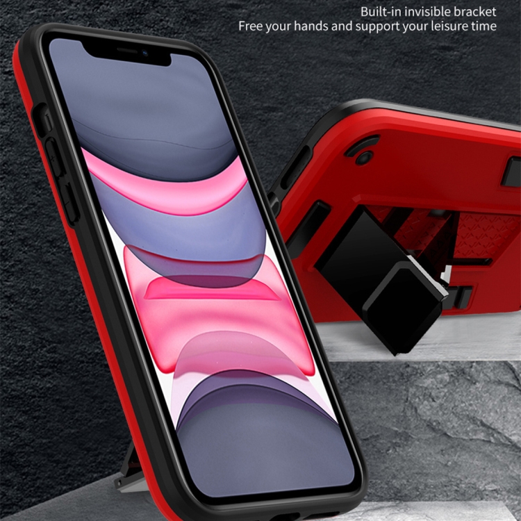 For iPhone 11 2 in 1 PC + TPU Shockproof Protective Case with Invisible Holder (Rose Gold) For iPhone 11 2 in 1 PC + TPU Shockproof Protective Case with Invisible Holder (Rose Gold)