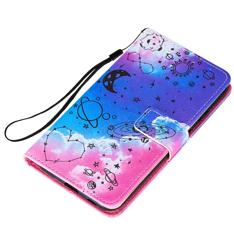 For Samsung Galaxy S21+ 5G Cross Texture Painting Pattern Horizontal Flip Leather Case with Holder & Card Slots & Wallet & Lanyard(Love Universe)