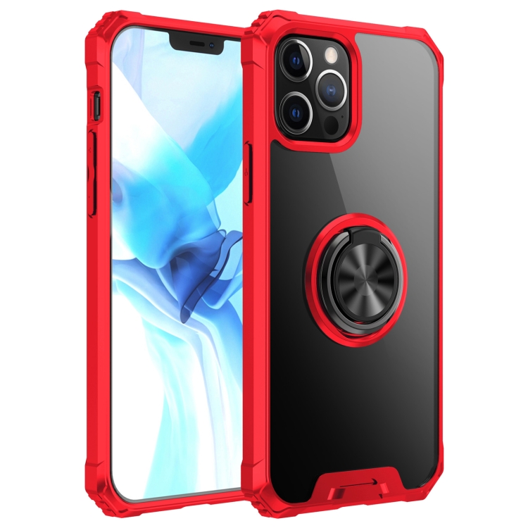 For iPhone 12 / 12 Pro Armor Ring PC + TPU Magnetic Shockproof Protective Case(Red) For iPhone 12 / 12 Pro Armor Ring PC + TPU Magnetic Shockproof Protective Case(Red)