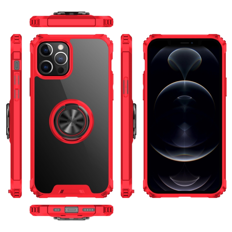 For iPhone 12 / 12 Pro Armor Ring PC + TPU Magnetic Shockproof Protective Case(Red) For iPhone 12 / 12 Pro Armor Ring PC + TPU Magnetic Shockproof Protective Case(Red)
