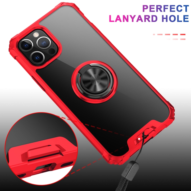 For iPhone 12 / 12 Pro Armor Ring PC + TPU Magnetic Shockproof Protective Case(Red) For iPhone 12 / 12 Pro Armor Ring PC + TPU Magnetic Shockproof Protective Case(Red)