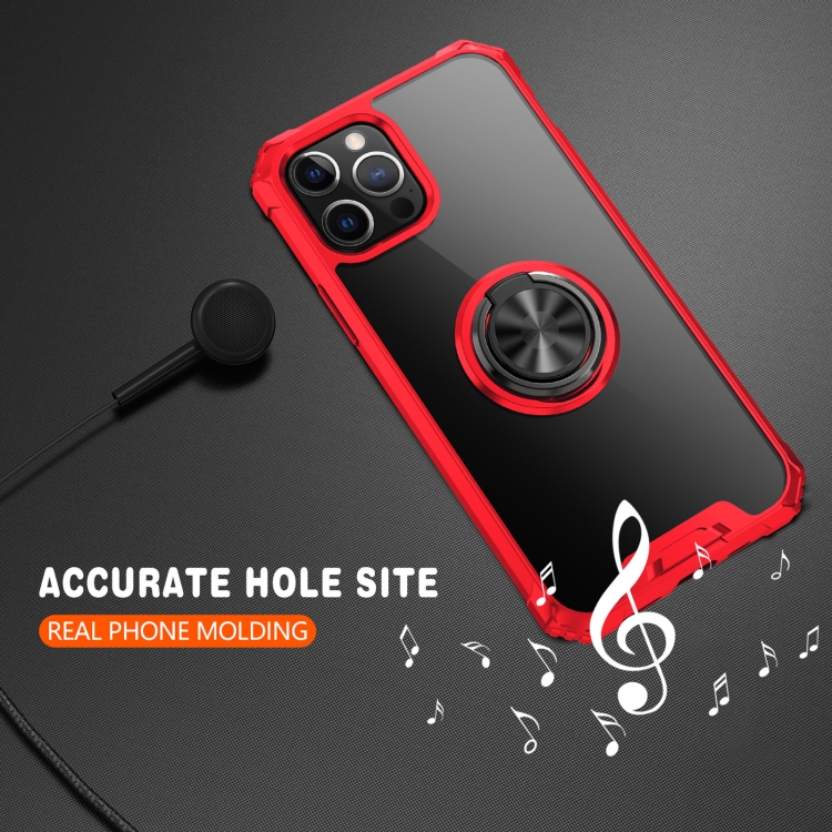 For iPhone 12 / 12 Pro Armor Ring PC + TPU Magnetic Shockproof Protective Case(Red) For iPhone 12 / 12 Pro Armor Ring PC + TPU Magnetic Shockproof Protective Case(Red)