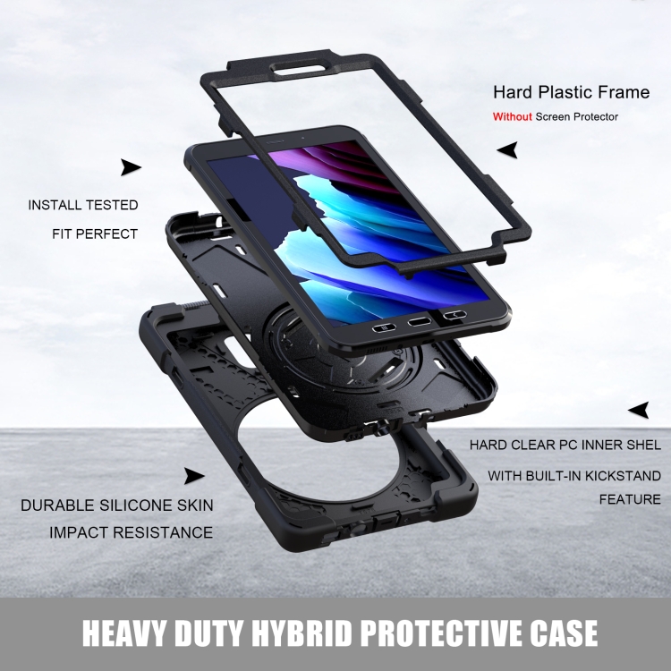 For Samsung Galaxy Tab active 3 T570 / T575 8.0 Shockproof Colorful Silicone + PC Protective Case with Holder & Shoulder Strap & Hand Strap(Black) - 15