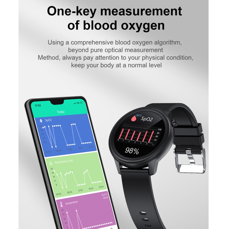 F81 Smartwatch impermeabile IP68 con schermo TFT a colori da 1,3 pollici, supporta il monitoraggio della temperatura corporea/monitoraggio della pressione sanguigna/monitoraggio dell'ossigeno nel sangue, stile: cinturino in pelle (nero) - B5