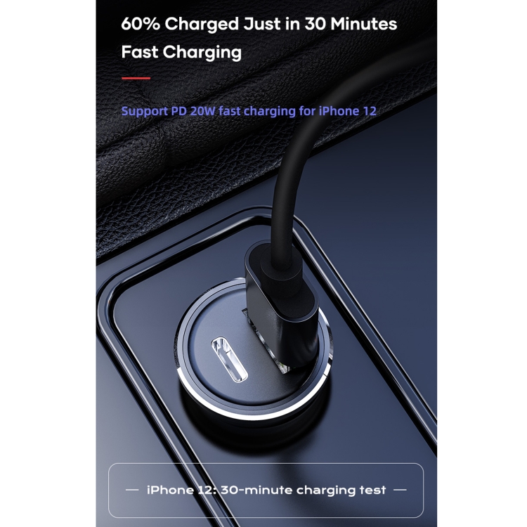 ROCK H13 PD 20W Type-C / USB-C + USB Mini Fast Charging Car Charger(Black) ROCK H13 PD 20W Type-C / USB-C + USB Mini Fast Charging Car Charger(Black)