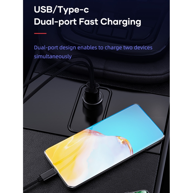 ROCK H13 PD 20W Type-C / USB-C + USB Mini Fast Charging Car Charger(Black) ROCK H13 PD 20W Type-C / USB-C + USB Mini Fast Charging Car Charger(Black)