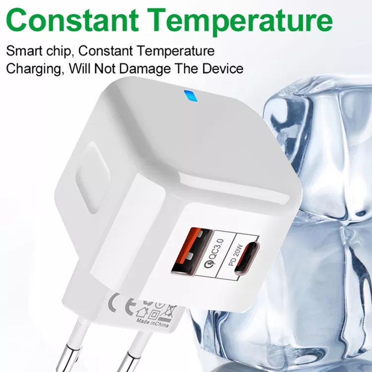 YSY-6087 20W PD + QC 3.0 Dual Ports Travel Charger Power Adapter, UK Plug