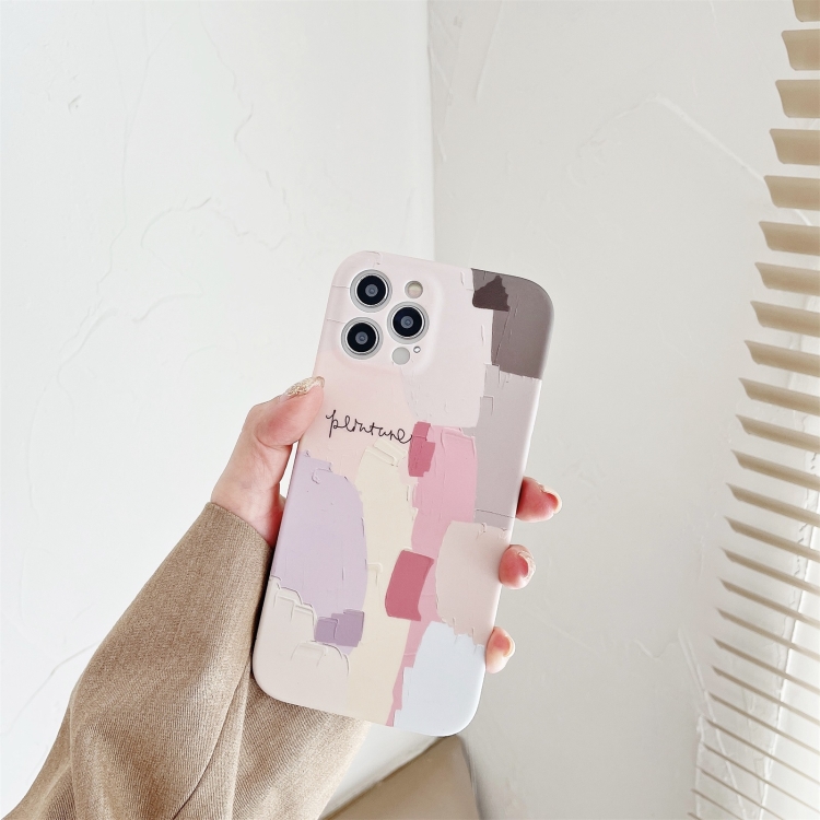 For iPhone 12 Water Sticking TPU Shockproof Protective Case(Pink Painting) For iPhone 12 Water Sticking TPU Shockproof Protective Case(Pink Painting)