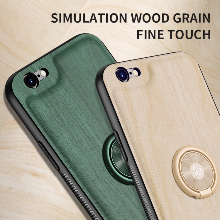Wood Grain PC + TPU Shockproof Protective Case with Ring Holder For iPhone 6 & 6s(Green) Wood Grain PC + TPU Shockproof Protective Case with Ring Holder For iPhone 6 & 6s(Green)
