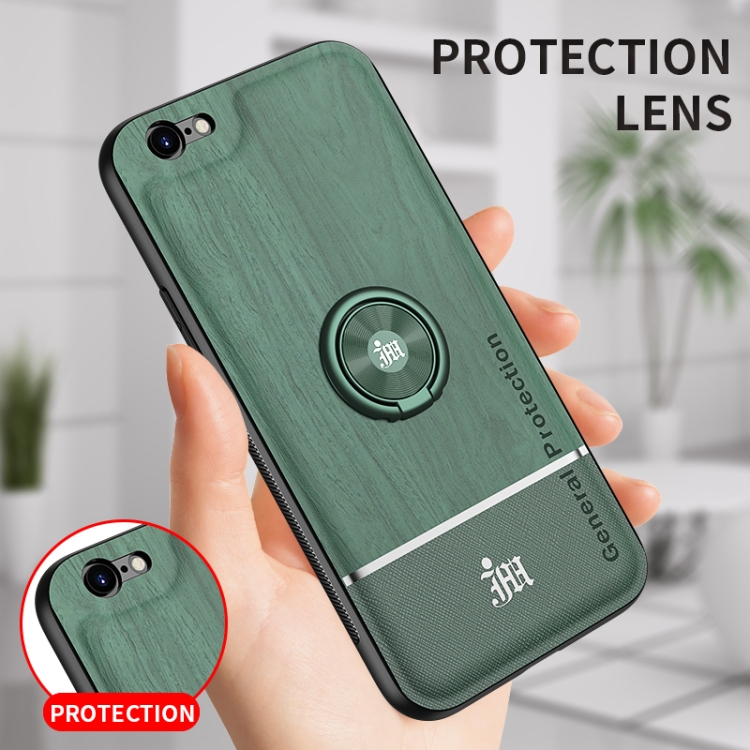 Wood Grain PC + TPU Shockproof Protective Case with Ring Holder For iPhone 6 & 6s(Green) Wood Grain PC + TPU Shockproof Protective Case with Ring Holder For iPhone 6 & 6s(Green)