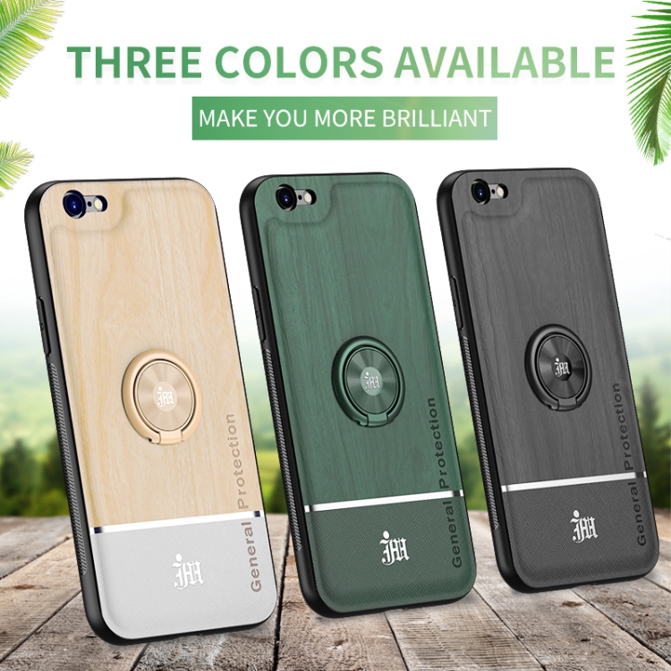 Wood Grain PC + TPU Shockproof Protective Case with Ring Holder For iPhone 6 & 6s(Green) Wood Grain PC + TPU Shockproof Protective Case with Ring Holder For iPhone 6 & 6s(Green)