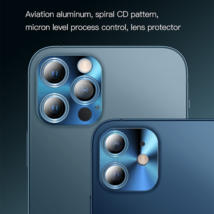 Protection caméra verre trempé + aluminium pour iPhone 12 / 12 Mini (Bleu)