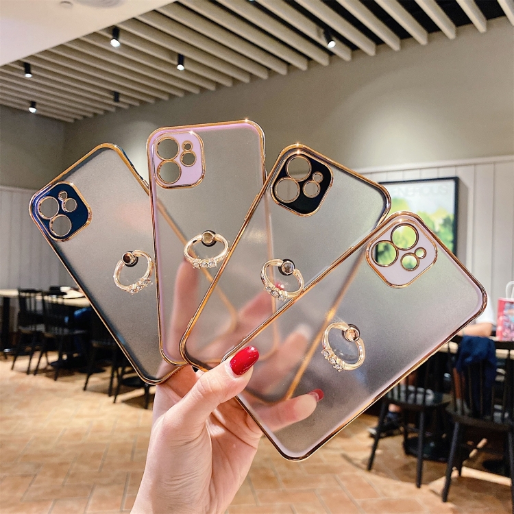 For iPhone 12 mini 2 in 1 Plating TPU Protective Case with Ring Holder (White) For iPhone 12 mini 2 in 1 Plating TPU Protective Case with Ring Holder (White)