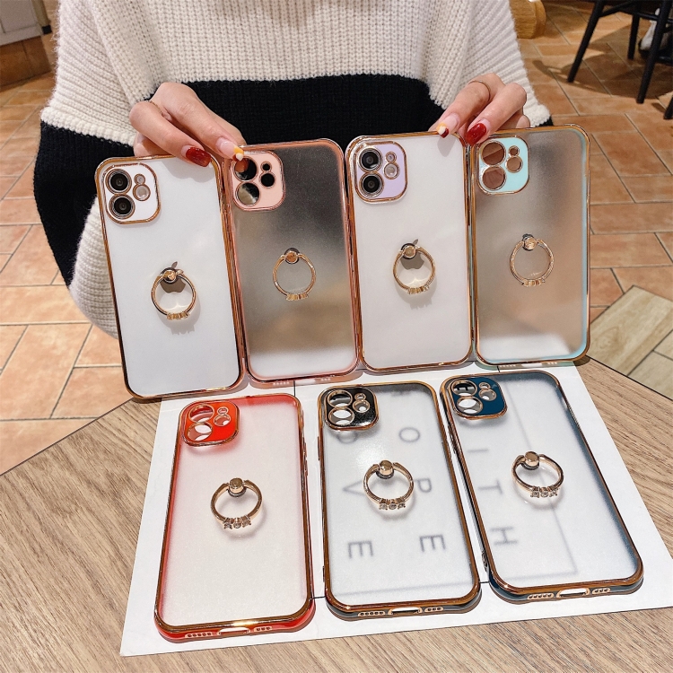For iPhone 12 mini 2 in 1 Plating TPU Protective Case with Ring Holder (White) For iPhone 12 mini 2 in 1 Plating TPU Protective Case with Ring Holder (White)