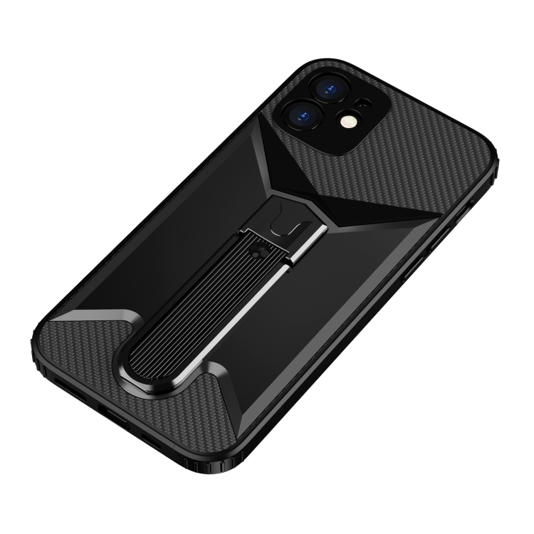 For iPhone 11 Butterfly Wing 2 in 1 Carbon Fiber Armor Shockproof TPU + PC Protective Case with Invisible Holder (Black) For iPhone 11 Butterfly Wing 2 in 1 Carbon Fiber Armor Shockproof TPU + PC Protective Case with Invisible Holder (Black)