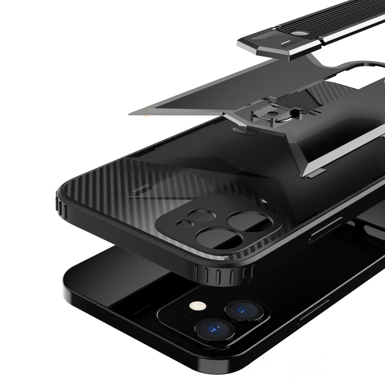 For iPhone 11 Butterfly Wing 2 in 1 Carbon Fiber Armor Shockproof TPU + PC Protective Case with Invisible Holder (Black) For iPhone 11 Butterfly Wing 2 in 1 Carbon Fiber Armor Shockproof TPU + PC Protective Case with Invisible Holder (Black)