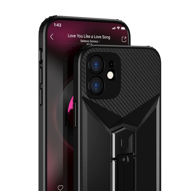 For iPhone 11 Butterfly Wing 2 in 1 Carbon Fiber Armor Shockproof TPU + PC Protective Case with Invisible Holder (Black) For iPhone 11 Butterfly Wing 2 in 1 Carbon Fiber Armor Shockproof TPU + PC Protective Case with Invisible Holder (Black)