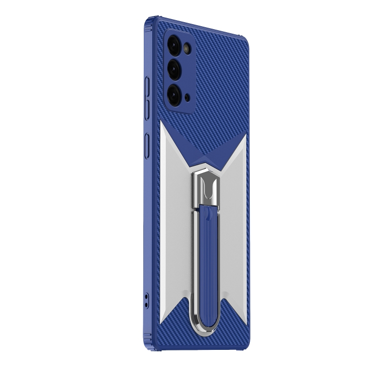 For Samsung Galaxy Note20 Butterfly Wing 2 in 1 Carbon Fiber Armor Shockproof TPU + PC Protective Case with Invisible Holder(Blue) For Samsung Galaxy Note20 Butterfly Wing 2 in 1 Carbon Fiber Armor Shockproof TPU + PC Protective Case with Invisible Holder(Blue)
