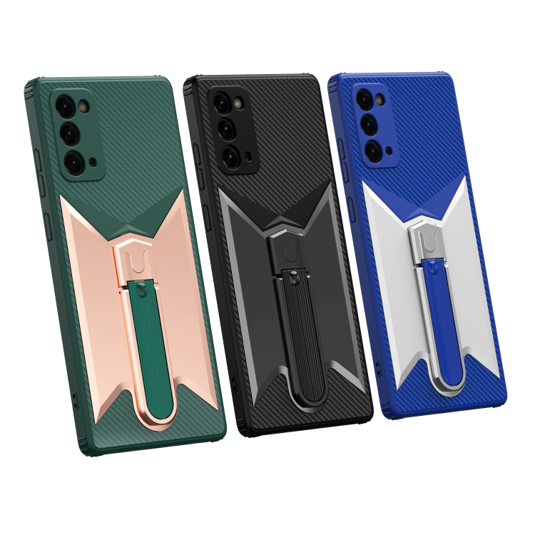 For Samsung Galaxy Note20 Butterfly Wing 2 in 1 Carbon Fiber Armor Shockproof TPU + PC Protective Case with Invisible Holder(Blue) For Samsung Galaxy Note20 Butterfly Wing 2 in 1 Carbon Fiber Armor Shockproof TPU + PC Protective Case with Invisible Holder(Blue)