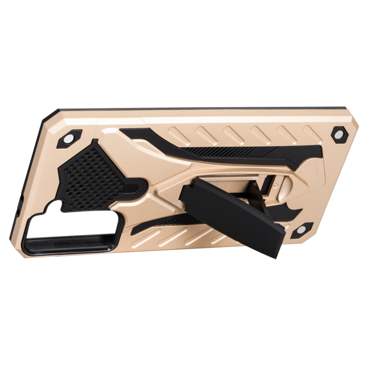For Samsung Galaxy S21 5G Shockproof TPU + PC Protective Case with Holder(Gold) For Samsung Galaxy S21 5G Shockproof TPU + PC Protective Case with Holder(Gold)