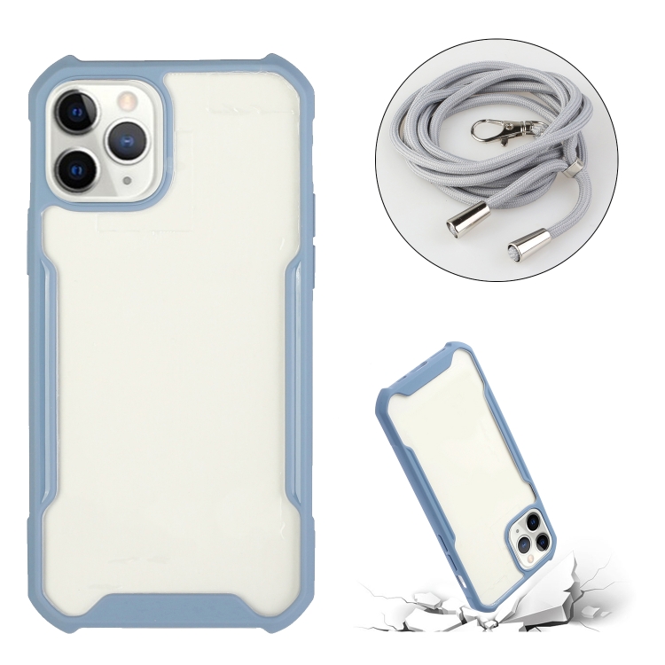 For iPhone 11 Pro Acrylic + Color TPU Shockproof Case with Neck Lanyard (Milk Grey) For iPhone 11 Pro Acrylic + Color TPU Shockproof Case with Neck Lanyard (Milk Grey)