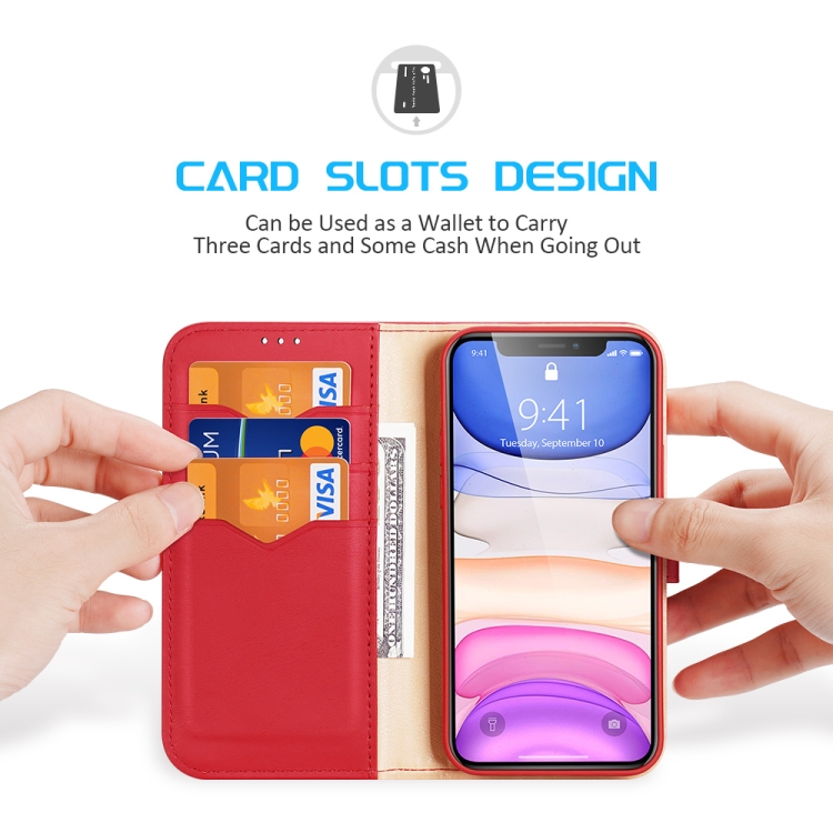 DUX DUCIS Hivo Series Cowhide + PU + TPU Leather Horizontal Flip Case with Holder & Card Slots For iPhone 11(Red) DUX DUCIS Hivo Series Cowhide + PU + TPU Leather Horizontal Flip Case with Holder & Card Slots For iPhone 11(Red)
