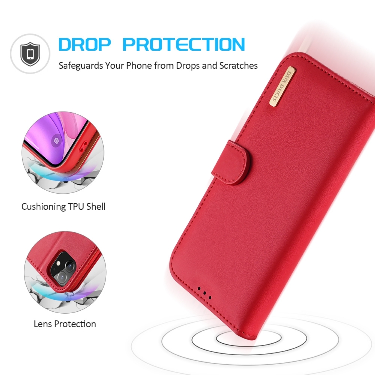 DUX DUCIS Hivo Series Cowhide + PU + TPU Leather Horizontal Flip Case with Holder & Card Slots For iPhone 11(Red) DUX DUCIS Hivo Series Cowhide + PU + TPU Leather Horizontal Flip Case with Holder & Card Slots For iPhone 11(Red)