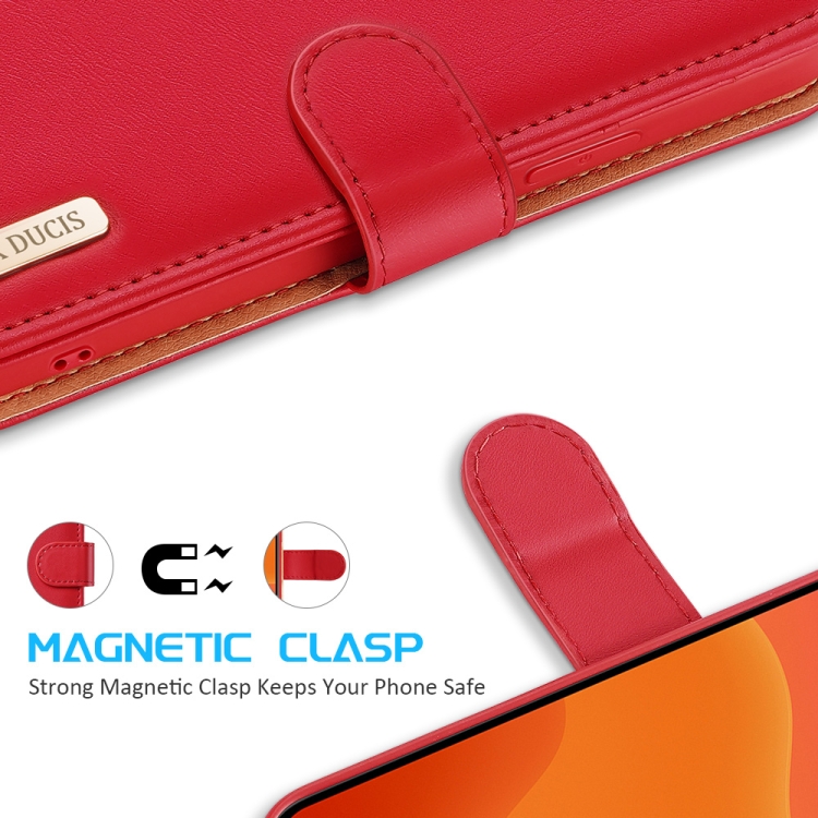 DUX DUCIS Hivo Series Cowhide + PU + TPU Leather Horizontal Flip Case with Holder & Card Slots For iPhone 11 Pro(Red)