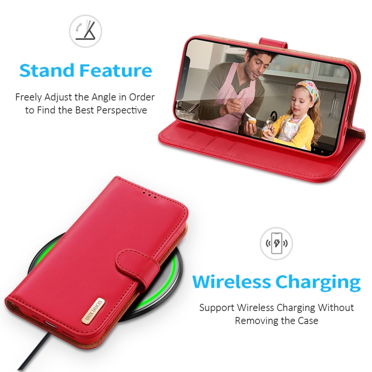 DUX DUCIS Hivo Series Cowhide + PU + TPU Leather Horizontal Flip Case with Holder & Card Slots For iPhone 11 Pro(Red)