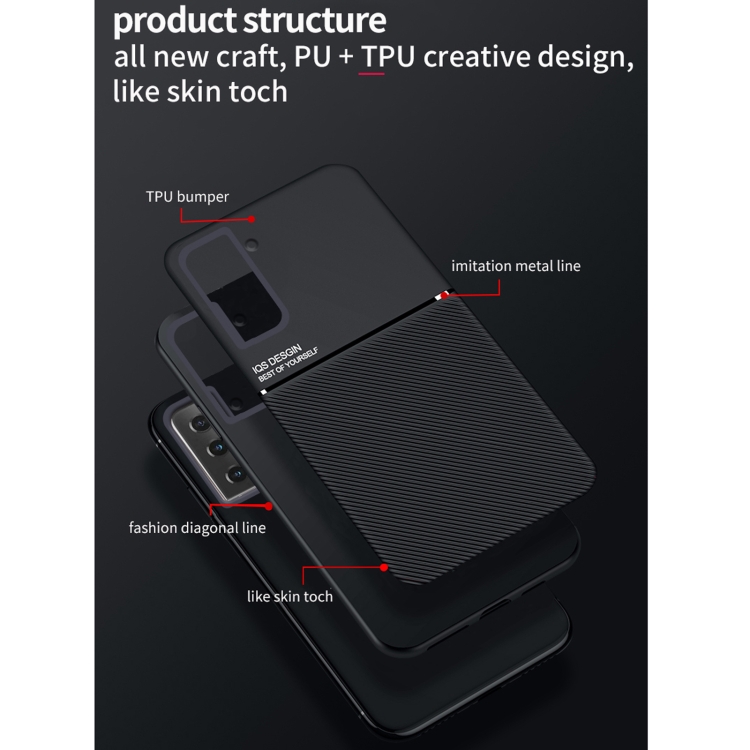 For Samsung Galaxy S21 5G Classic Tilt Strip Grain Magnetic Shockproof PC + TPU Case(Blue) For Samsung Galaxy S21 5G Classic Tilt Strip Grain Magnetic Shockproof PC + TPU Case(Blue)